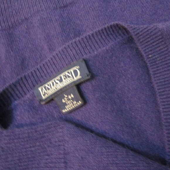 Mens Purple CASHMERE Classic V Neck Pullover Sweater - Picture 6 of 8
